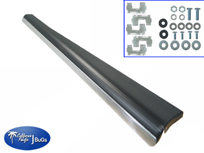 VW Running Board, German, Right, W/ 33mm Molding & Rubber Mat, Bug 1954-64